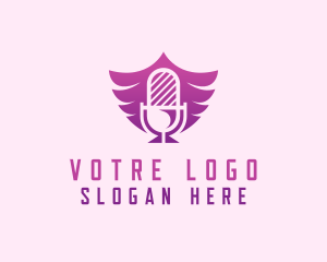 Vlogger - Wings Microphone Podcast logo design