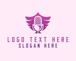 Microphone - Wings Microphone Podcast logo design