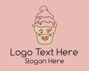 Ice Creamery - Melting Ice Cream Cone logo design