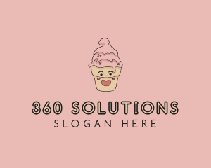 Melting Ice Cream Cone  logo design