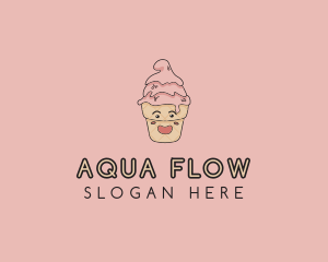 Melting Ice Cream Cone  logo design