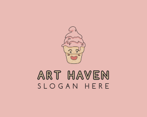 Melting Ice Cream Cone  logo design