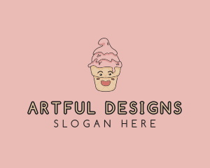 Melting Ice Cream Cone  logo design