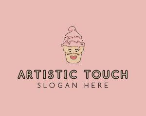 Melting Ice Cream Cone  logo design