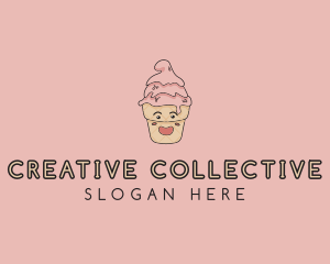 Melting Ice Cream Cone  logo design