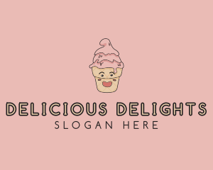 Melting Ice Cream Cone  logo design