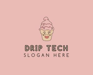 Melting Ice Cream Cone  logo design