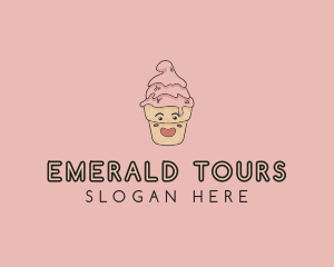 Melting Ice Cream Cone  logo design