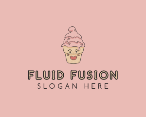 Melting Ice Cream Cone  logo design