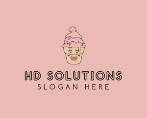 Melting Ice Cream Cone  logo design