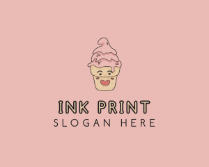 Melting Ice Cream Cone  logo design