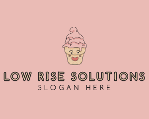 Melting Ice Cream Cone  logo design