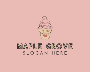 Melting Ice Cream Cone  logo design