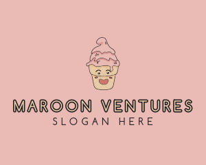 Melting Ice Cream Cone  logo design