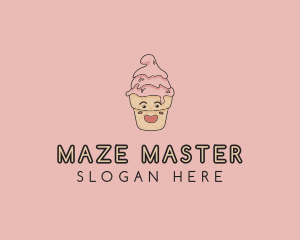 Melting Ice Cream Cone  logo design