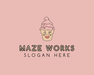 Melting Ice Cream Cone  logo design