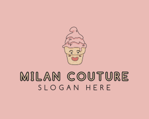 Melting Ice Cream Cone  logo design