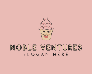 Melting Ice Cream Cone  logo design