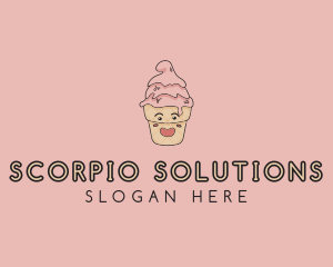 Melting Ice Cream Cone  logo design