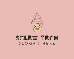 Melting Ice Cream Cone  logo design