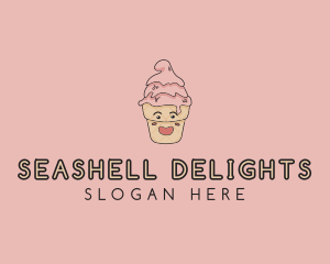 Melting Ice Cream Cone  logo design