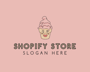 Melting Ice Cream Cone  logo design