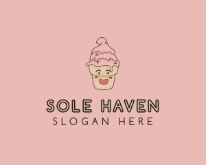 Melting Ice Cream Cone  logo design