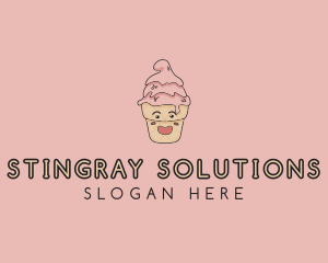 Melting Ice Cream Cone  logo design