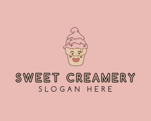 Creamery - Melting Ice Cream Cone logo design