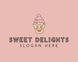 Melting Ice Cream Cone  logo design