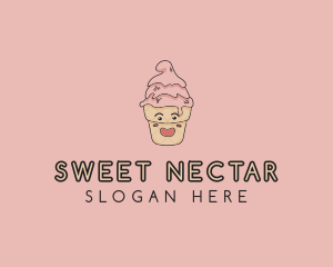 Melting Ice Cream Cone  logo design