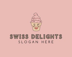 Melting Ice Cream Cone  logo design