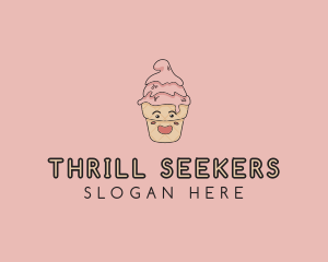 Melting Ice Cream Cone  logo design