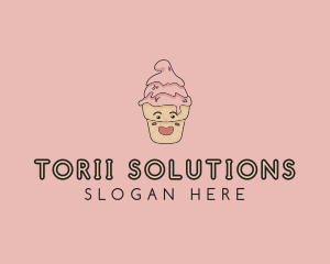 Melting Ice Cream Cone  logo design