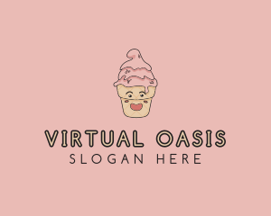 Melting Ice Cream Cone  logo design