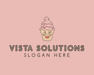 Melting Ice Cream Cone  logo design