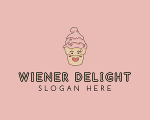 Melting Ice Cream Cone  logo design