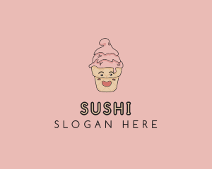 Melting Ice Cream Cone  logo design