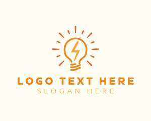 Idea - Lightning Bulb Electricity logo design