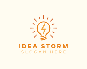 Lightning Bulb Electricity logo design