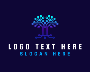 High Tech - Technology Tree Connection logo design