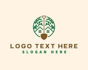 Leaf - Garden Leaf Shovel logo design