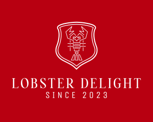 Lobster - Lobster Shield Line Art logo design