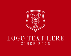 Linear - Lobster Shield Line Art logo design