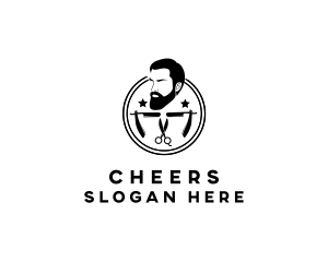 Hipster Man Barber Logo