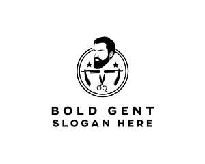 Hipster Man Barber logo design