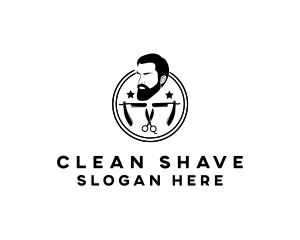 Shave - Hipster Man Barber logo design