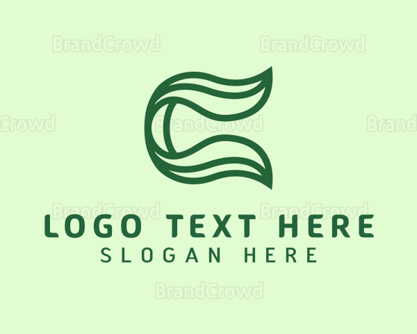 Natural Organic Leaf C Outline Logo