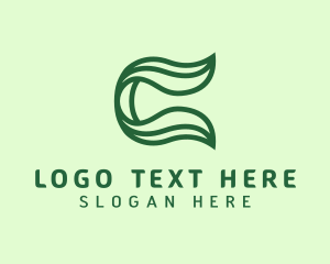 Plant - Natural Organic Leaf C Outline logo design