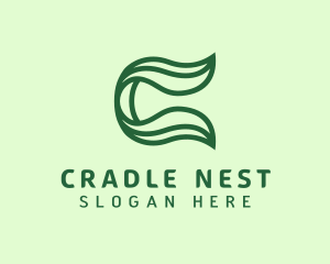 Natural Organic Leaf C Outline logo design